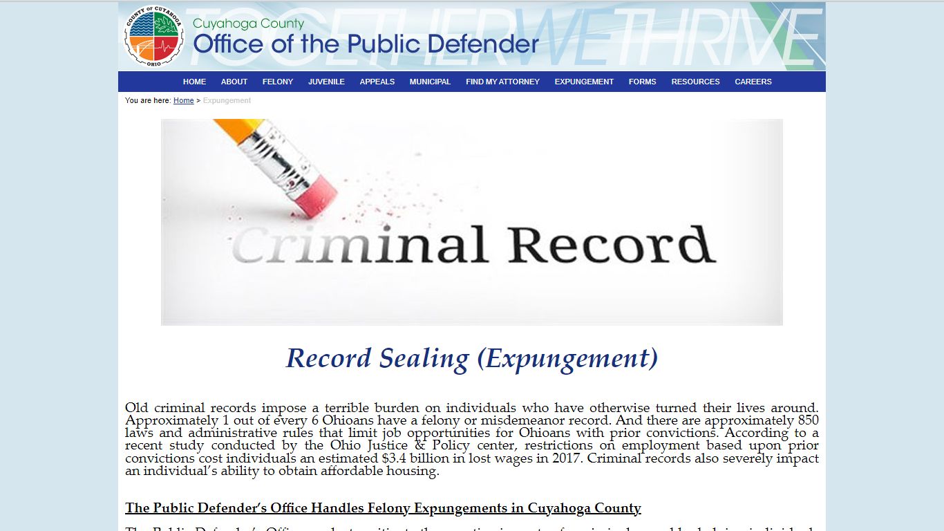 Expungement and Record Sealing - Office of the Public Defender